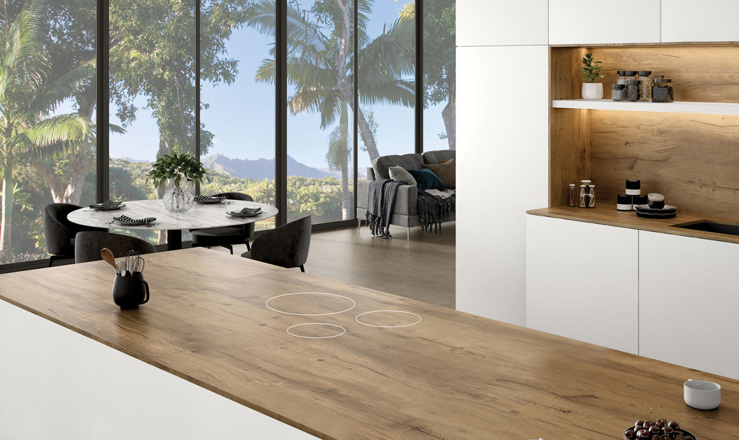 Imagen de cocina con vitroceramica oculta cocinando